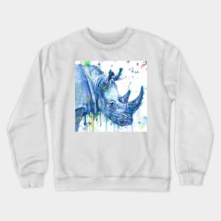 RHINOCEROS watercolor portrait Crewneck Sweatshirt